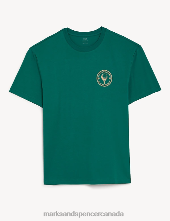 Men Emerald Clothing Marks & Spencer Pure Cotton Golf Ball Graphic T-Shirt 20VTD5910 - Marks and Spencer Canada locations