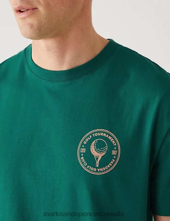 Men Emerald Clothing Marks & Spencer Pure Cotton Golf Ball Graphic T-Shirt 20VTD5910 - Marks and Spencer Canada locations