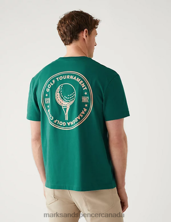 Men Emerald Clothing Marks & Spencer Pure Cotton Golf Ball Graphic T-Shirt 20VTD5910 - Marks and Spencer Canada locations