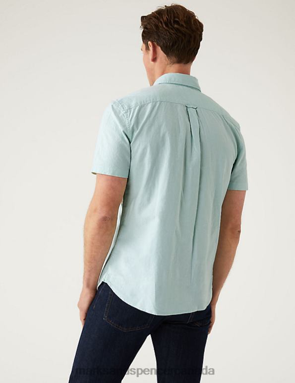 Marks and Spencer near me - Men Green Clothing Marks & Spencer Pure Cotton Oxford Shirt 20VTD5858