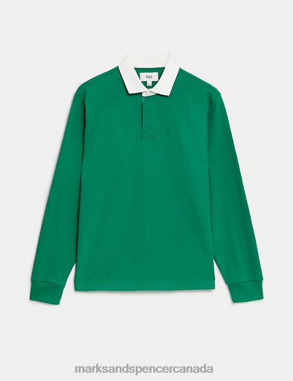 Marks and Spencer near me - Men Green Clothing Marks & Spencer Pure Cotton Rugby Shirt 20VTD6556