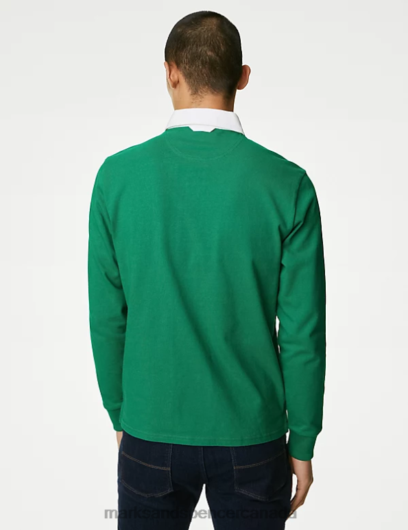 Marks and Spencer near me - Men Green Clothing Marks & Spencer Pure Cotton Rugby Shirt 20VTD6556
