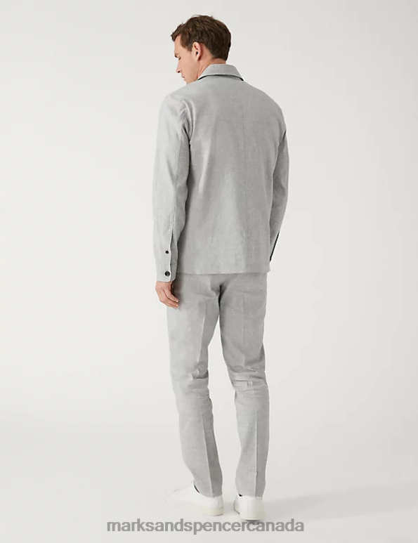 Marks and Spencer near me - Men Grey Clothing Marks & Spencer Regular Fit Italian Linen Miracle Overshirt 20VTD6345