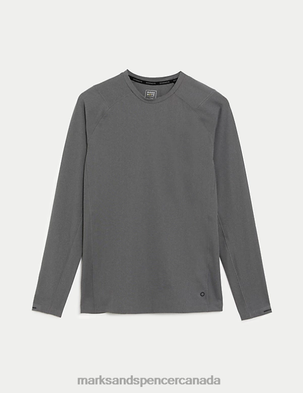 Marks and Spencer Canada - Men Grey Marl Clothing Marks & Spencer Long Sleeve Training T-Shirt 20VTD6660