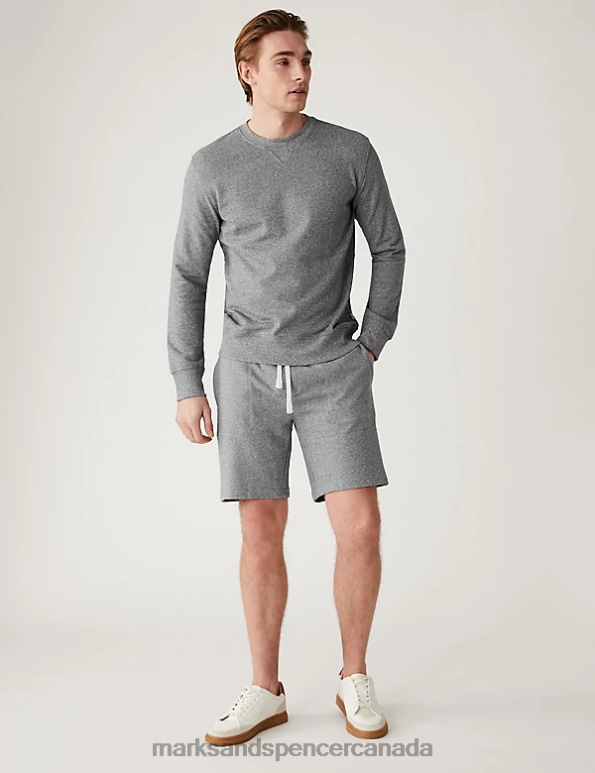 Marks and Spencer sale - Men Grey Marl Clothing Marks & Spencer Pure Cotton Crew Neck Sweatshirt 20VTD6881