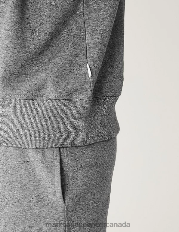 Marks and Spencer sale - Men Grey Marl Clothing Marks & Spencer Pure Cotton Crew Neck Sweatshirt 20VTD6881