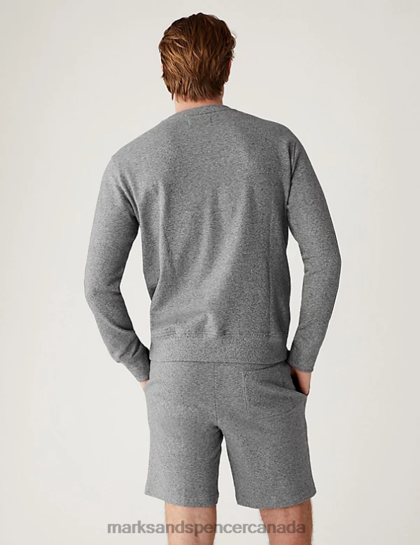 Marks and Spencer sale - Men Grey Marl Clothing Marks & Spencer Pure Cotton Crew Neck Sweatshirt 20VTD6881