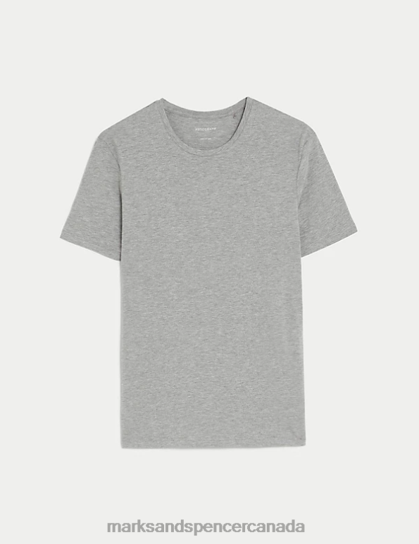 Men Grey Marl Clothing Marks & Spencer Supima Cotton Blend T-Shirt Vest 20VTD5549 - Marks and Spencer online