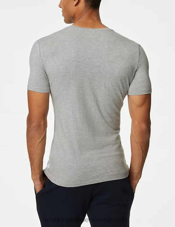 Men Grey Marl Clothing Marks & Spencer Supima Cotton Blend T-Shirt Vest 20VTD5549 - Marks and Spencer online