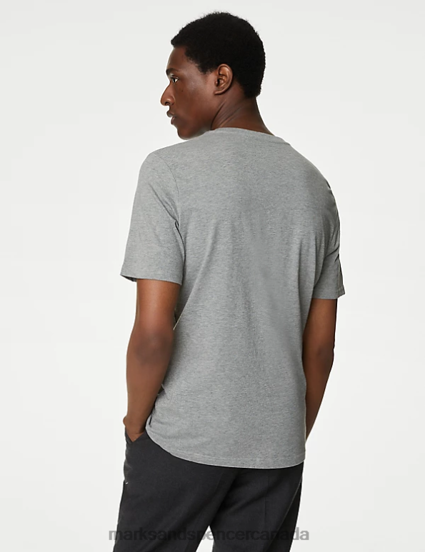 Marks and Spencer near me - Men Grey Mix Clothing Marks & Spencer 3pk Pure Cotton Crew Neck T-Shirts 20VTD5093