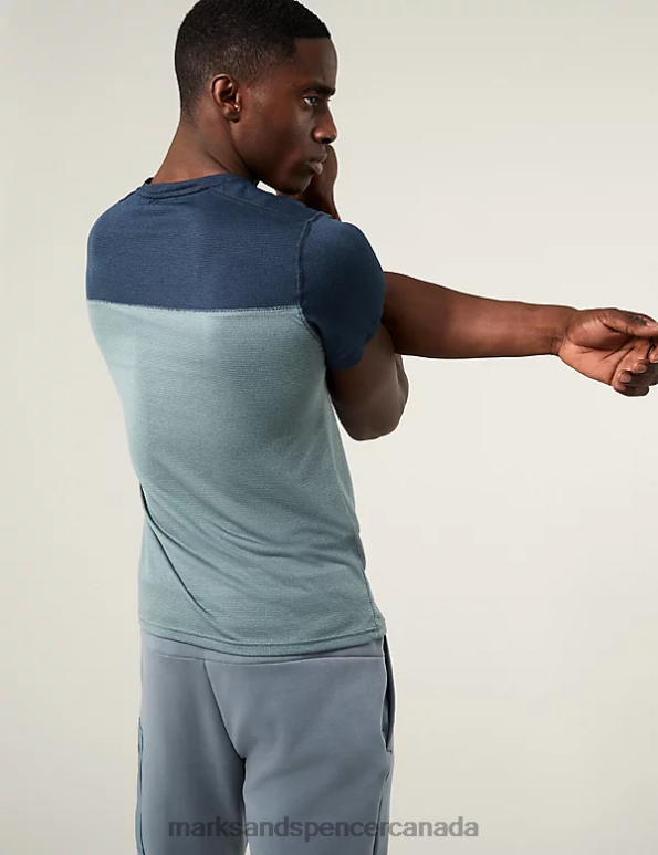 Men Grey Mix Clothing Marks & Spencer Colour Block Training T-Shirt 20VTD6774 - Marks and Spencer outlet