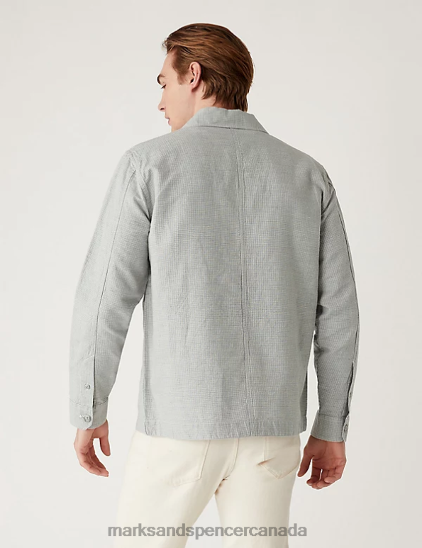 Men Grey Mix Clothing Marks & Spencer Linen Blend Overshirt 20VTD5789 - Marks and Spencer outlet