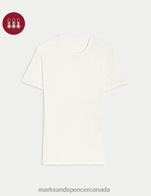 Men Ivory Clothing Marks & Spencer Heatgen Maximum Thermal Short Sleeve Top 20VTD7300 - Marks and Spencer outlet