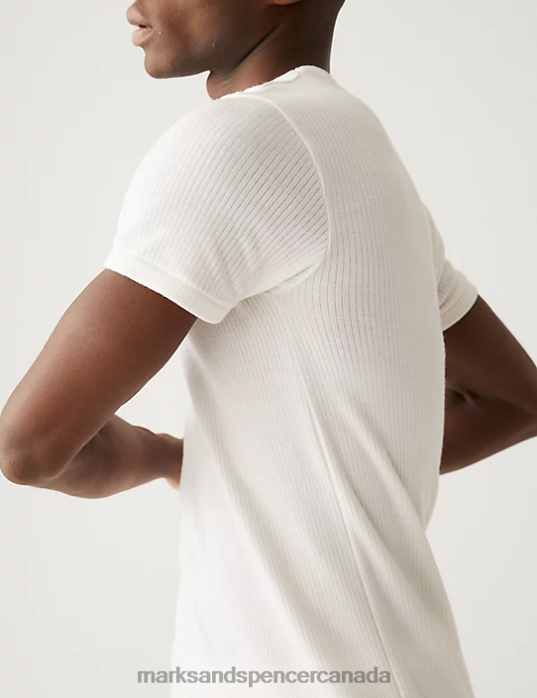 Men Ivory Clothing Marks & Spencer Heatgen Maximum Thermal Short Sleeve Top 20VTD7300 - Marks and Spencer outlet