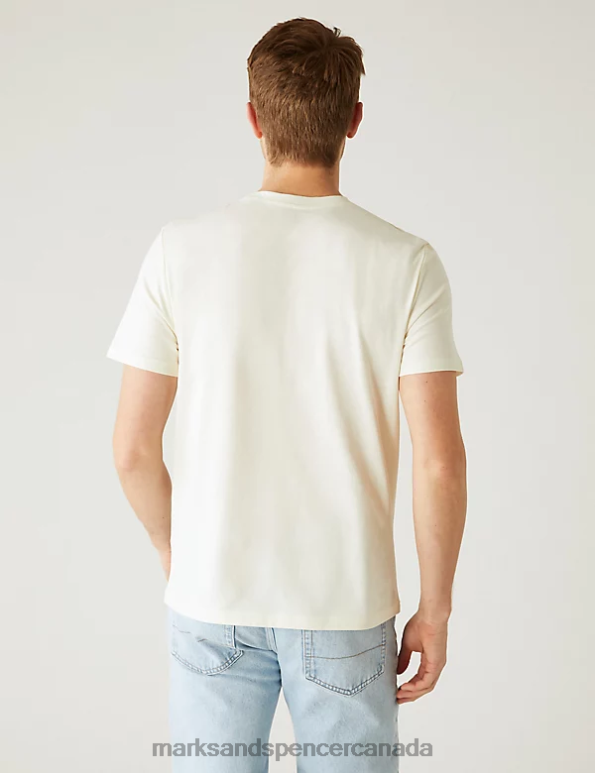 Men Ivory Clothing Marks & Spencer Pure Cotton Abstract Graphic T-Shirt 20VTD5056 - Marks and Spencer Canada locations