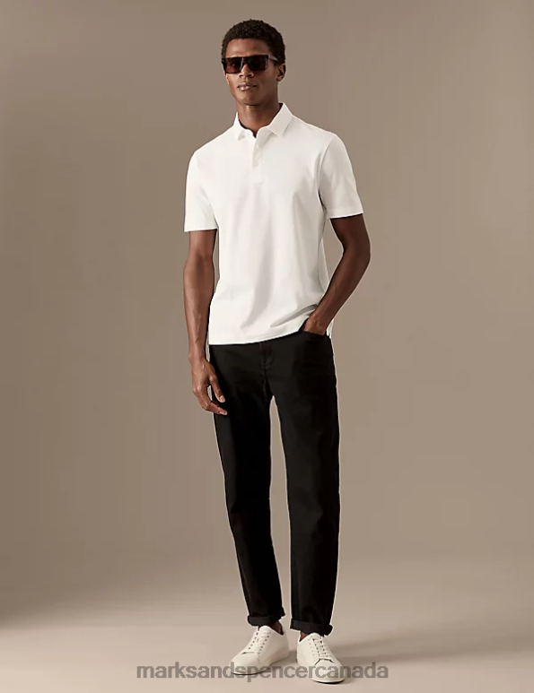 Men Ivory Clothing Marks & Spencer Pure Cotton Polo Shirt 20VTD6665 - Marks and Spencer online