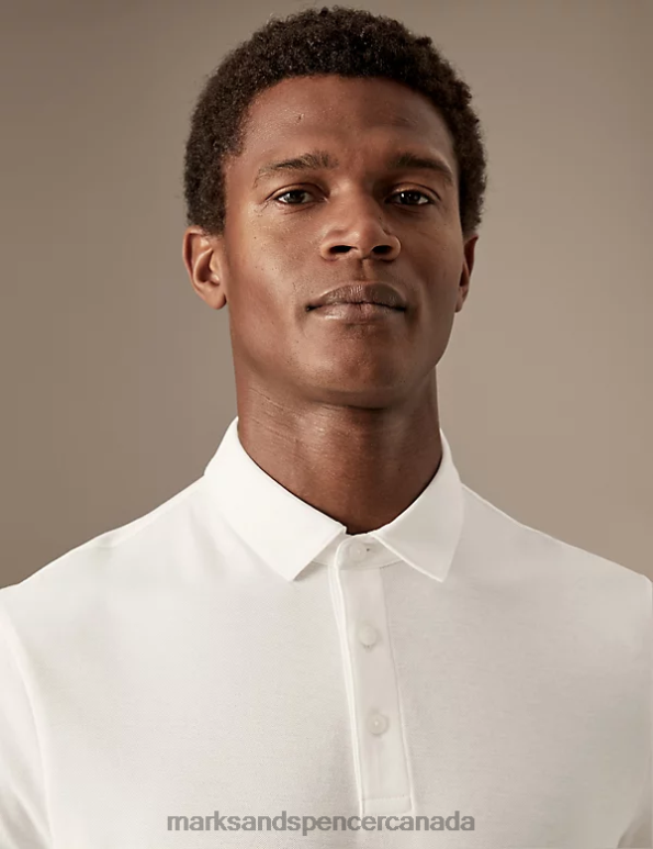 Men Ivory Clothing Marks & Spencer Pure Cotton Polo Shirt 20VTD6665 - Marks and Spencer online