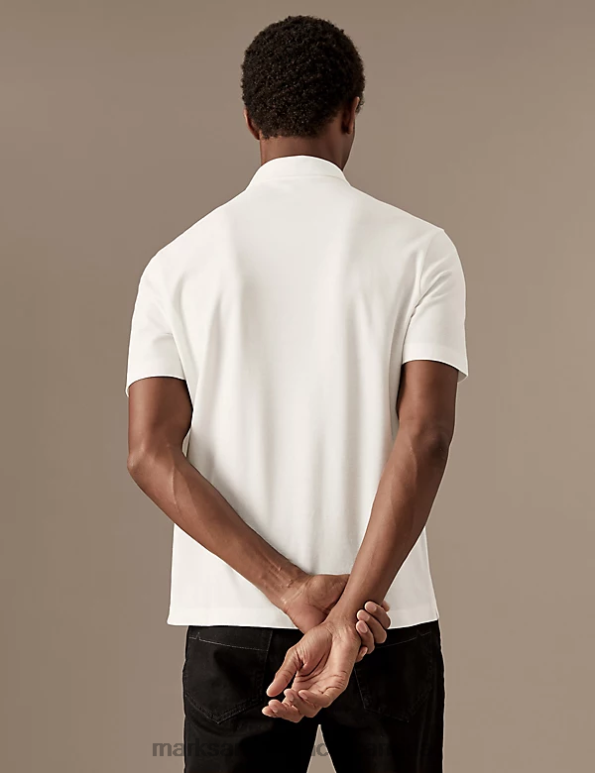 Men Ivory Clothing Marks & Spencer Pure Cotton Polo Shirt 20VTD6665 - Marks and Spencer online