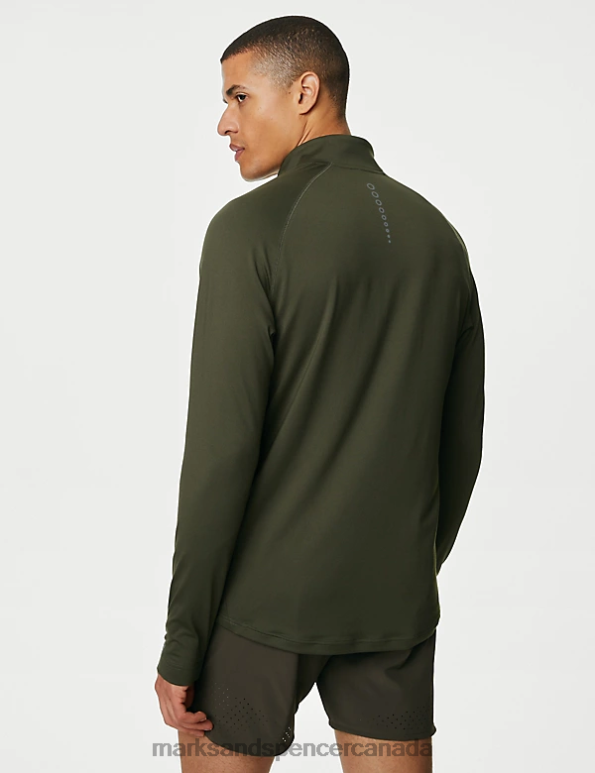 Men Khaki Clothing Marks & Spencer Half Zip Long Sleeve Top 20VTD6950 - Marks and Spencer Canada locations