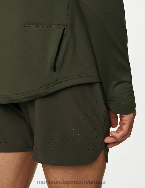 Men Khaki Clothing Marks & Spencer Half Zip Long Sleeve Top 20VTD6950 - Marks and Spencer Canada locations
