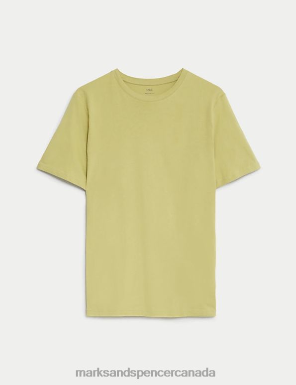 Men Leaf Clothing Marks & Spencer Pure Cotton Crew Neck T-Shirt 20VTD164 - Marks and Spencer outlet