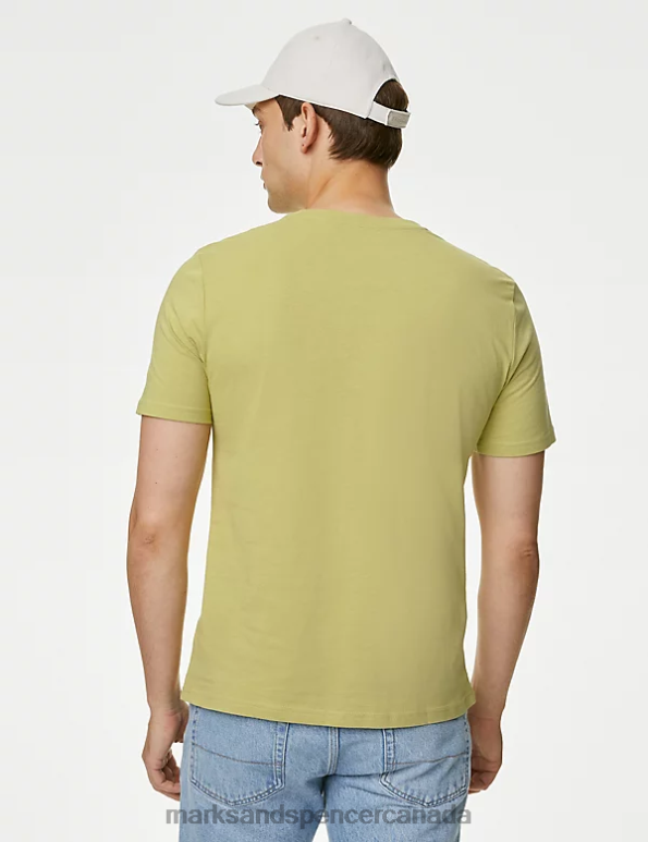 Men Leaf Clothing Marks & Spencer Pure Cotton Crew Neck T-Shirt 20VTD164 - Marks and Spencer outlet