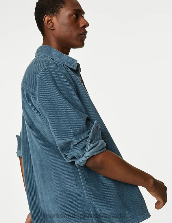 Marks and Spencer near me - Men Light Airforce Clothing Marks & Spencer Corduroy Overshirt 20VTD5540