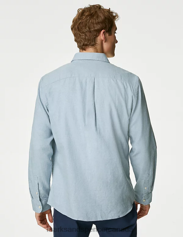 Marks and Spencer near me - Men Light Blue Clothing Marks & Spencer Cotton Rich Flannel Shirt 20VTD5631