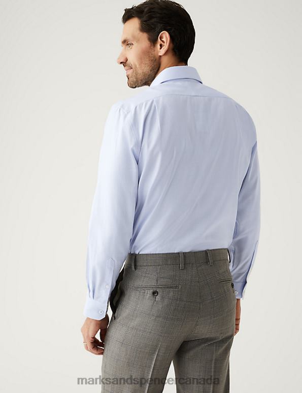 Marks and Spencer sale - Men Light Blue Clothing Marks & Spencer Regular Fit Pure Cotton Textured Shirt 20VTD5822