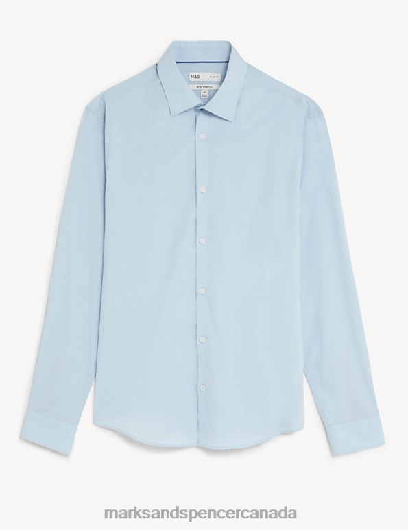 Marks and Spencer sale - Men Light Blue Clothing Marks & Spencer Slim Fit Cotton Rich Stretch Shirt 20VTD5980