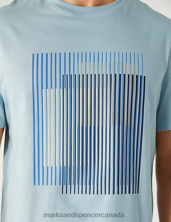 Men Light Denim Clothing Marks & Spencer Pure Cotton Abstract Graphic T-Shirt 20VTD4818 - Marks and Spencer outlet