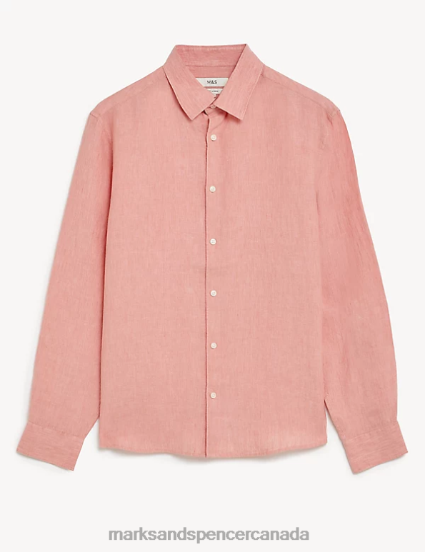 Marks and Spencer sale - Men Light Pink Clothing Marks & Spencer Pure Linen Shirt 20VTD5894