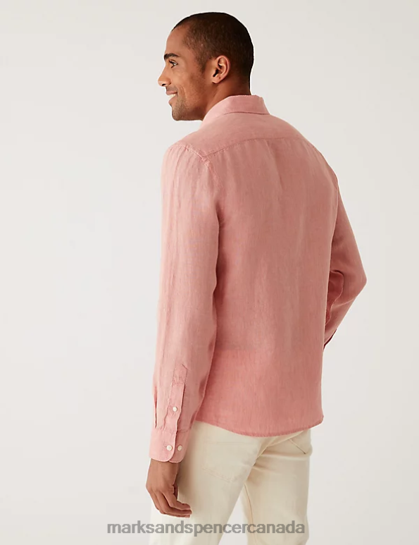 Marks and Spencer sale - Men Light Pink Clothing Marks & Spencer Pure Linen Shirt 20VTD5894