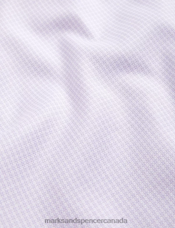 Men Lilac Clothing Marks & Spencer Tailored Fit Pure Cotton Puppytooth Shirt 20VTD6855 - Marks and Spencer outlet