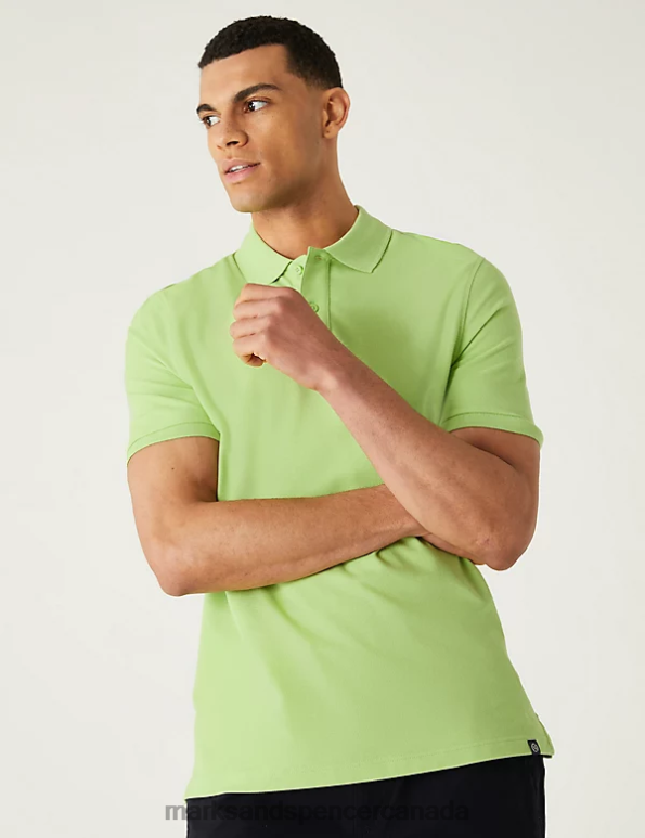 Men Lime Clothing Marks & Spencer Pure Cotton Pique Polo Shirt 20VTD211 - Marks and Spencer online