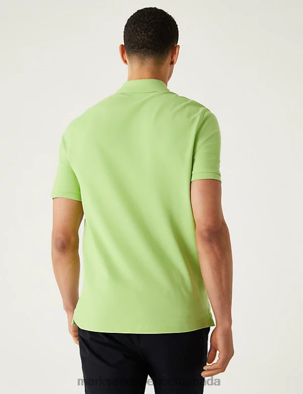 Men Lime Clothing Marks & Spencer Pure Cotton Pique Polo Shirt 20VTD211 - Marks and Spencer online