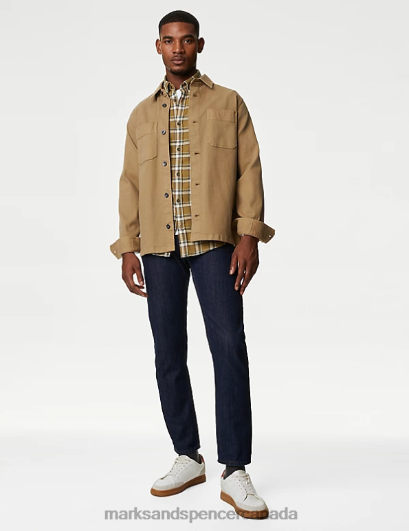 Men Medium Beige Clothing Marks & Spencer Cotton Rich Flannel Shirt 20VTD5634 - Marks and Spencer Canada locations
