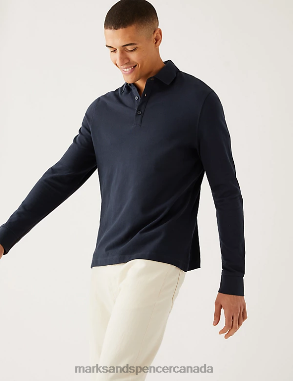 Marks and Spencer Canada - Men Medium Brown Clothing Marks & Spencer 2pk Pure Cotton Long Sleeve Polo Shirts 20VTD5081
