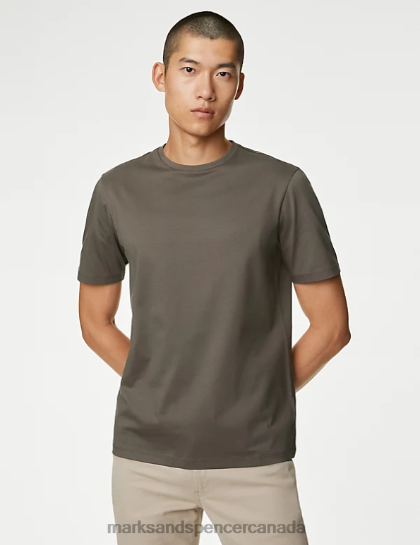 Men Medium Brown Clothing Marks & Spencer Pure Supima Cotton T-shirt 20VTD6301 - Marks and Spencer Canada locations