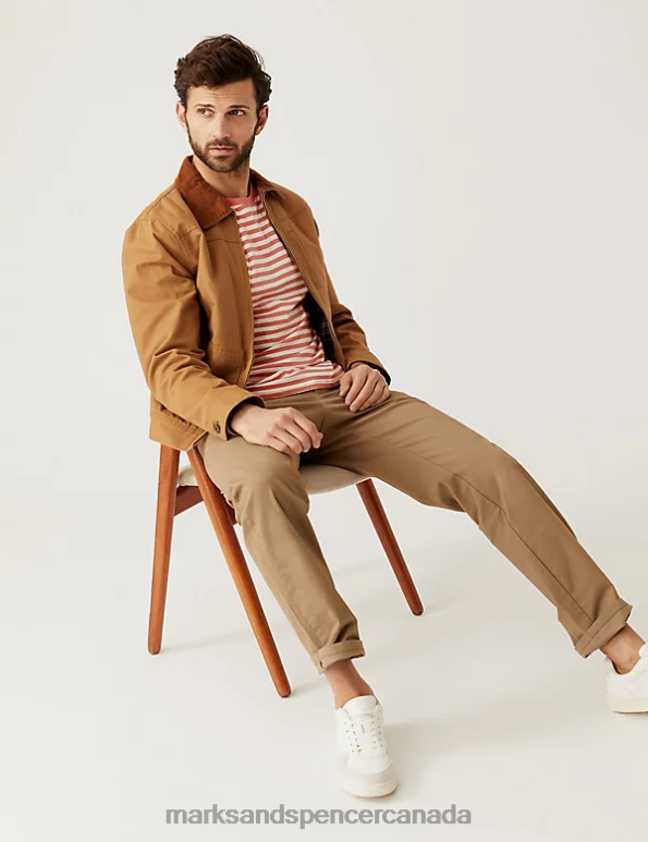 Marks and Spencer near me - Men Medium Coral Clothing Marks & Spencer Pure Cotton Striped T-Shirt 20VTD6783