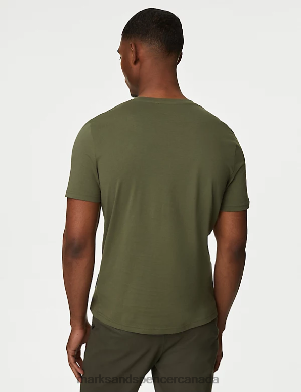 Men Medium Khaki Clothing Marks & Spencer Pure Cotton Explore Graphic T-Shirt 20VTD5090 - Marks and Spencer outlet