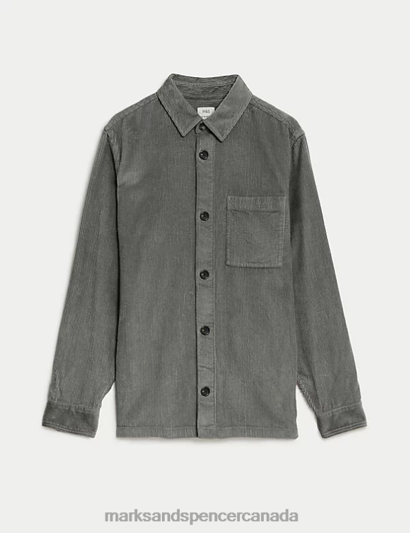 Marks and Spencer Canada - Men Mid Grey Clothing Marks & Spencer Corduroy Overshirt 20VTD5539
