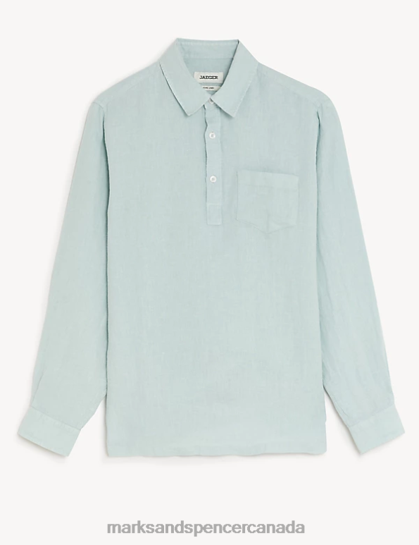 Men Mint Clothing Marks & Spencer Pure Linen Overhead Shirt 20VTD6093 - Marks and Spencer outlet