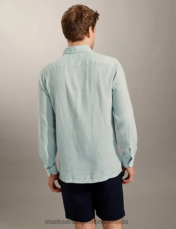 Men Mint Clothing Marks & Spencer Pure Linen Overhead Shirt 20VTD6093 - Marks and Spencer outlet