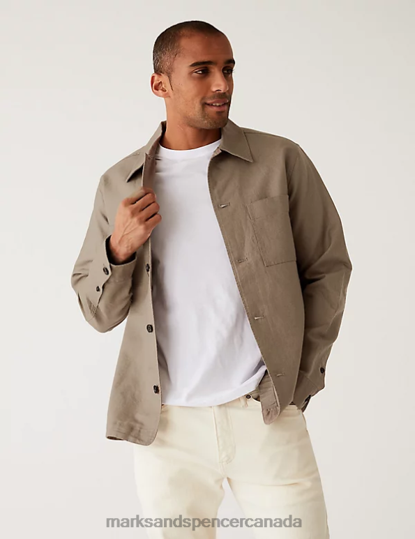 Men Mole Clothing Marks & Spencer Easy Iron Linen Blend Overshirt 20VTD5341 - Marks and Spencer online