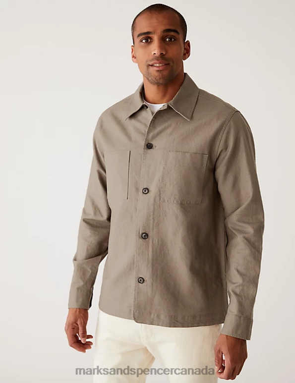 Men Mole Clothing Marks & Spencer Easy Iron Linen Blend Overshirt 20VTD5341 - Marks and Spencer online