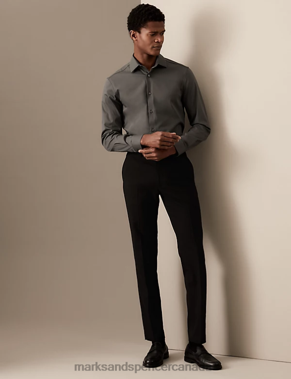 Men Mole Clothing Marks & Spencer Slim Fit Easy Iron Cotton Rich Shirt 20VTD6779 - Marks and Spencer Canada locations