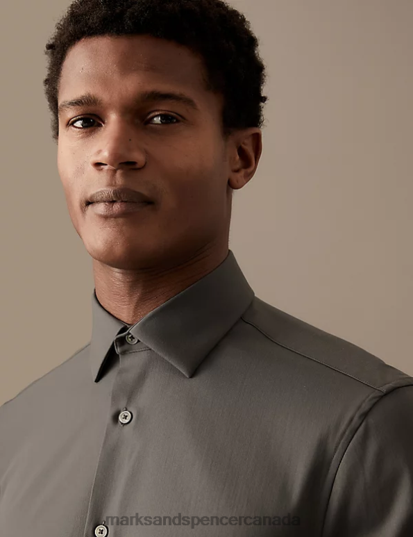 Men Mole Clothing Marks & Spencer Slim Fit Easy Iron Cotton Rich Shirt 20VTD6779 - Marks and Spencer Canada locations