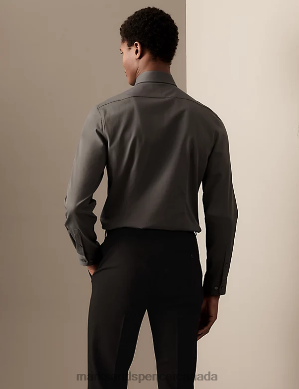 Men Mole Clothing Marks & Spencer Slim Fit Easy Iron Cotton Rich Shirt 20VTD6779 - Marks and Spencer Canada locations