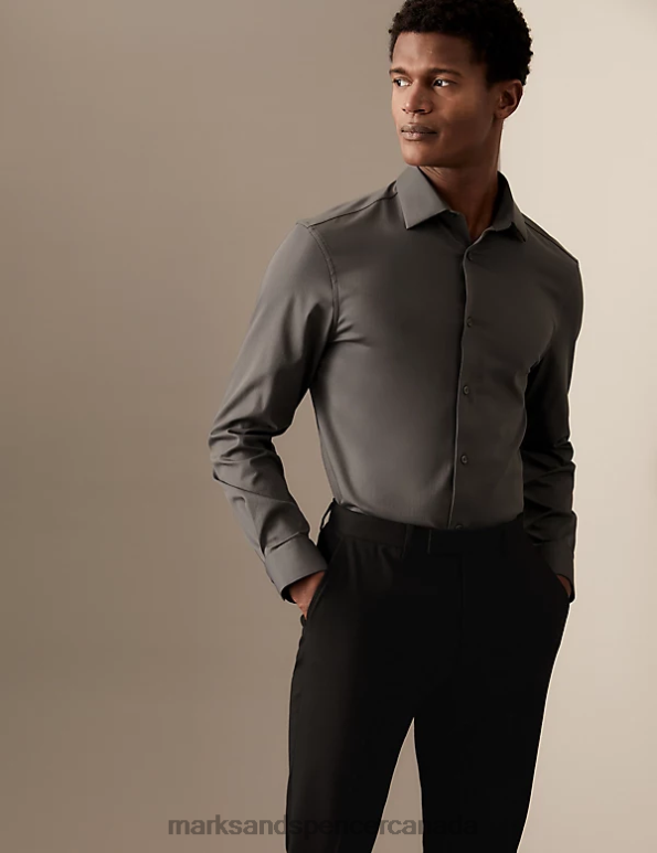 Men Mole Clothing Marks & Spencer Slim Fit Easy Iron Cotton Rich Shirt 20VTD6779 - Marks and Spencer Canada locations